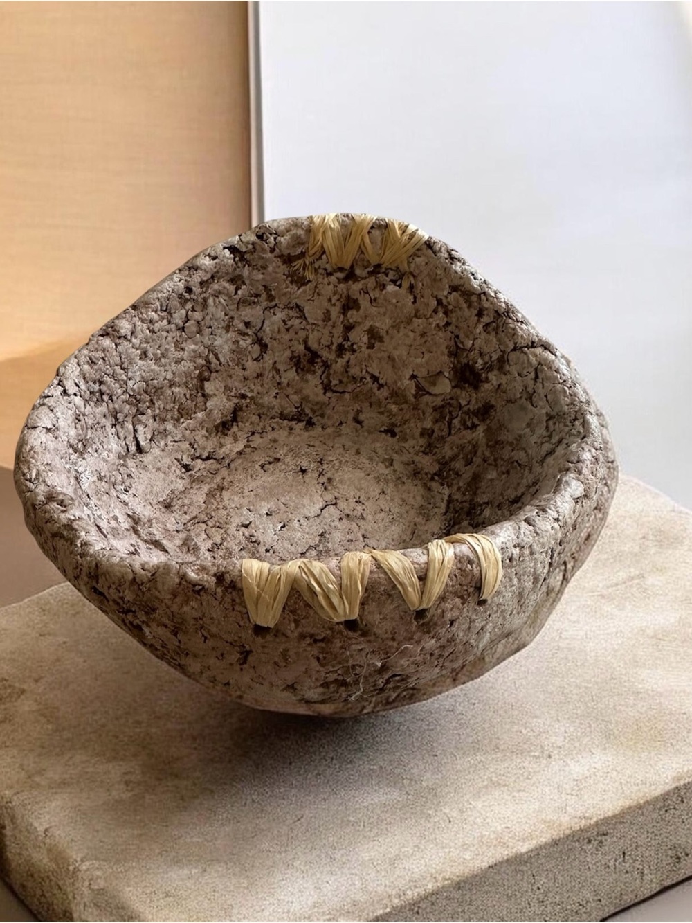 Paper Mache Bowl Rustic, Wabi-Sabi Home Decoration